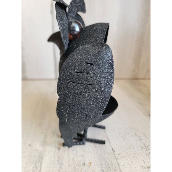 black glitter metal owl tealight candle holder Halloween home decor - Picture 8 of 9